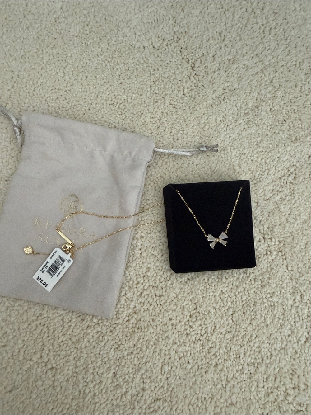 Kendra Scott Gold Bow Necklace with White Accents